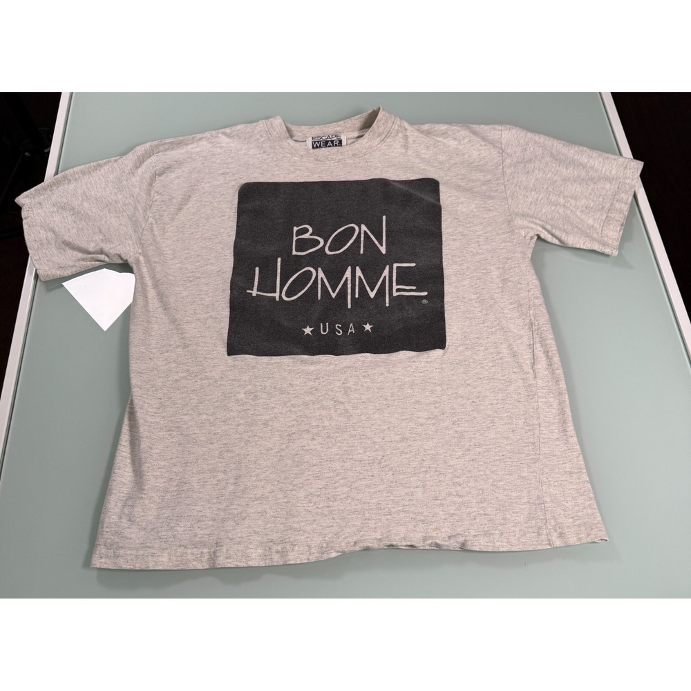 VTG Escape Wear BON HOMME USA T-Shirt Men's XL Gray Front Graphic